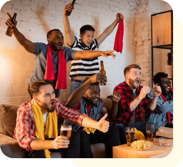 Sports fans watching a game together